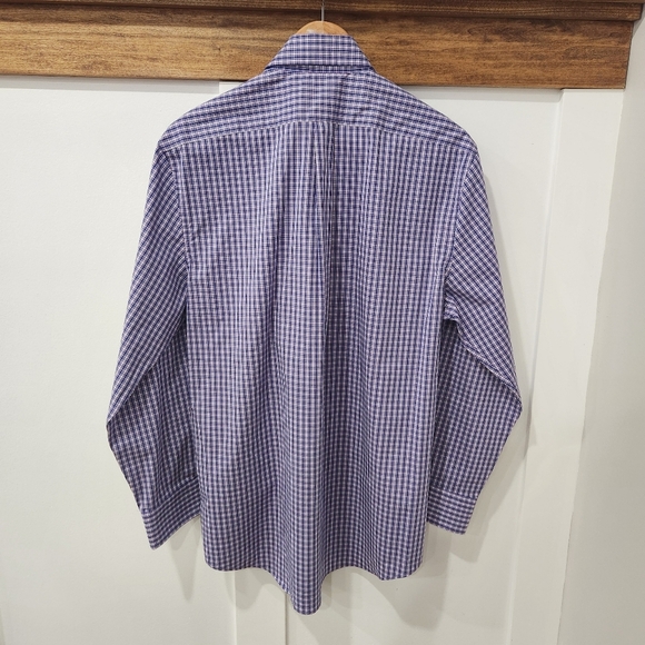 Lauren Ralph Lauren Black Label Shirt Mens 16 Button Down Check Gingham Stretch - Picture 3 of 13